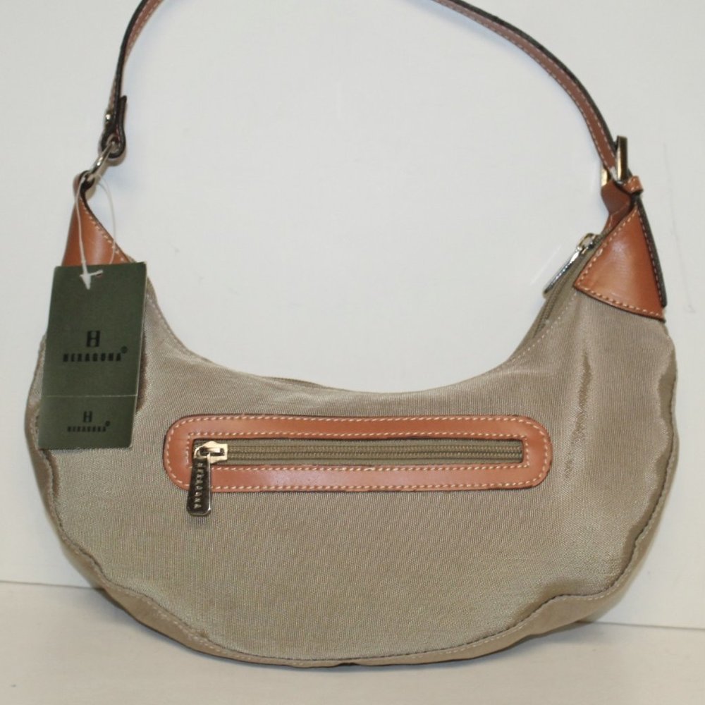 New Hexagona Pleated Vachetta Leather Hobo Bag Handbag Purse